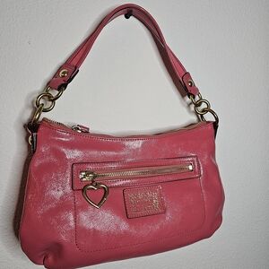 Coach Poppy Pink Shoulder Bag with Gold Accents